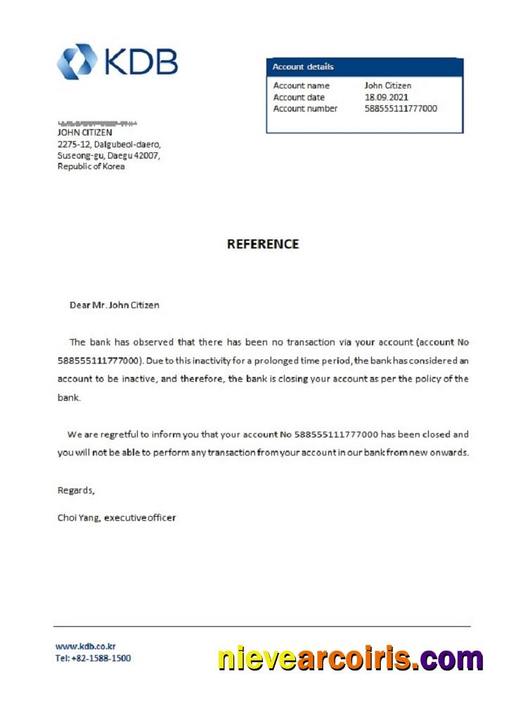 Korea KDB bank closure reference